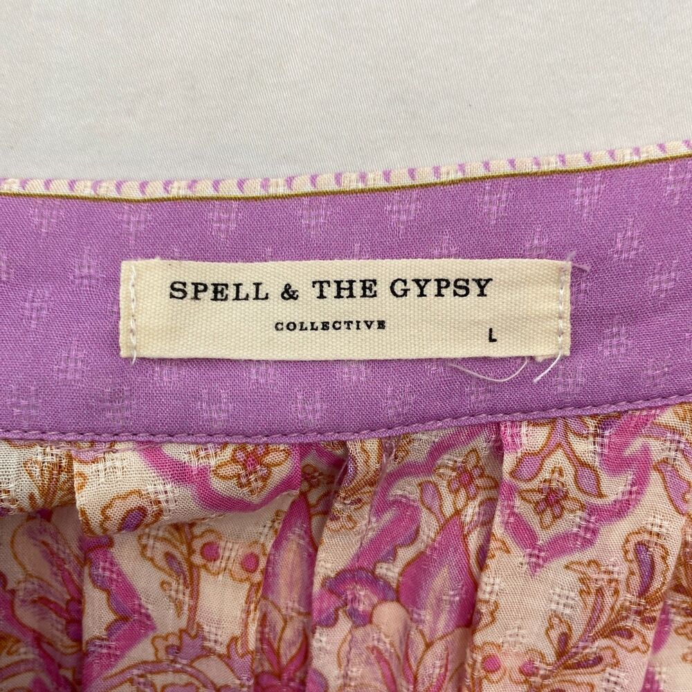 Spell & the Gypsy Collective Wrap Skirt Jewel Womens Large Quartz Pink Purple - Picture 6 of 11